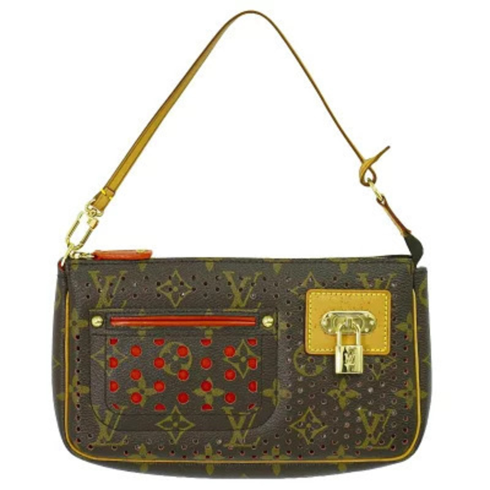 Louis Vuitton LV Pochette Accessoires Monogram Top Bag Canvas Leather Orange